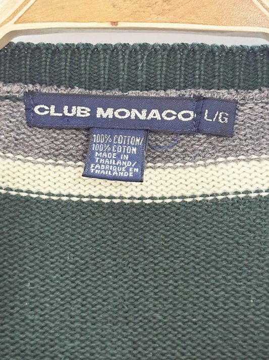 vintage 90s club monaco sleeve striped knit sweater - good market thrift store