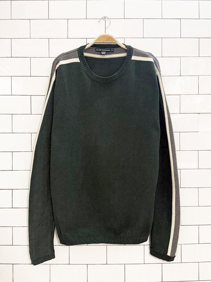vintage 90s club monaco sleeve striped knit sweater - good market thrift store