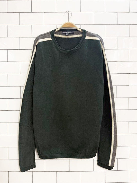 vintage 90s club monaco sleeve striped knit sweater - good market thrift store