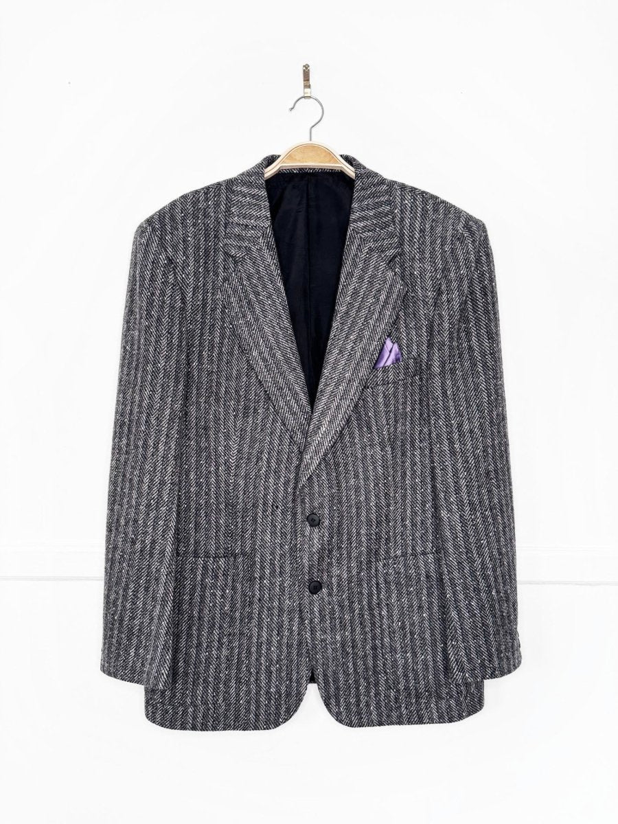 vintage 90s collezioni rudolpho wool-blend herringbone tweed blazer | made in Canada - good market thrift store