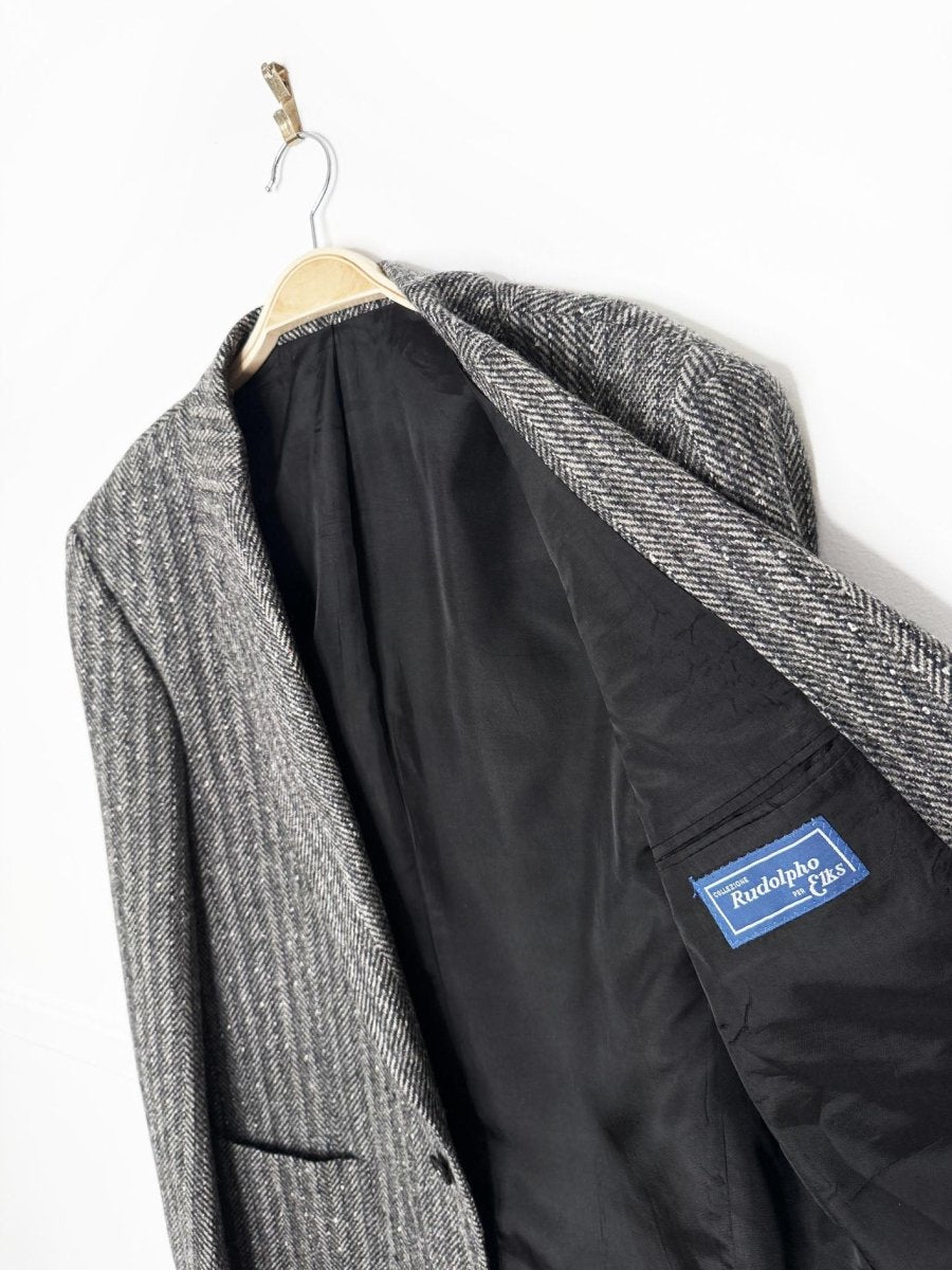 vintage 90s collezioni rudolpho wool-blend herringbone tweed blazer | made in Canada - good market thrift store