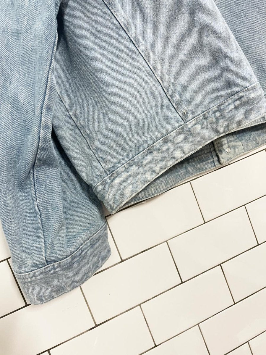 vintage 90s columbia sportswear light wash denim jacket | made in usa - good market thrift store