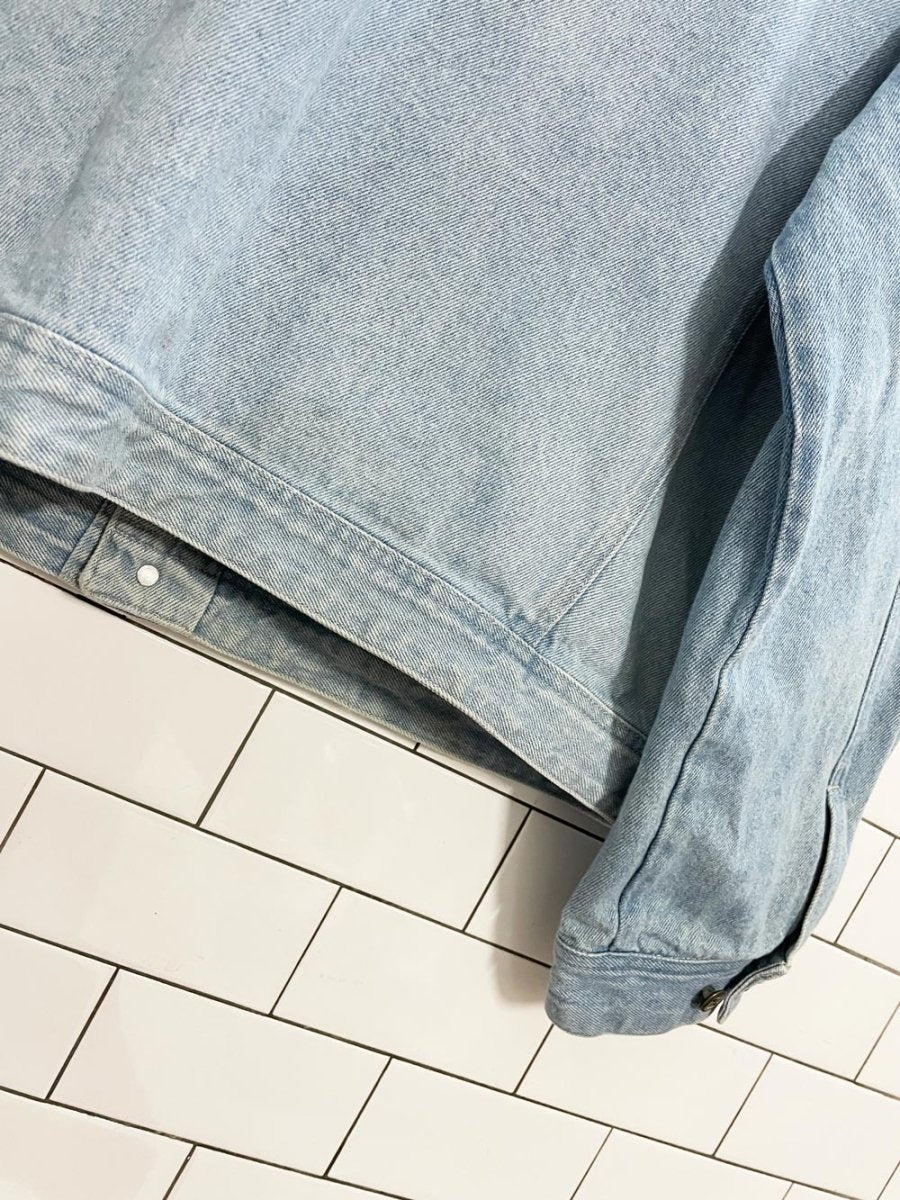 vintage 90s columbia sportswear light wash denim jacket | made in usa - good market thrift store