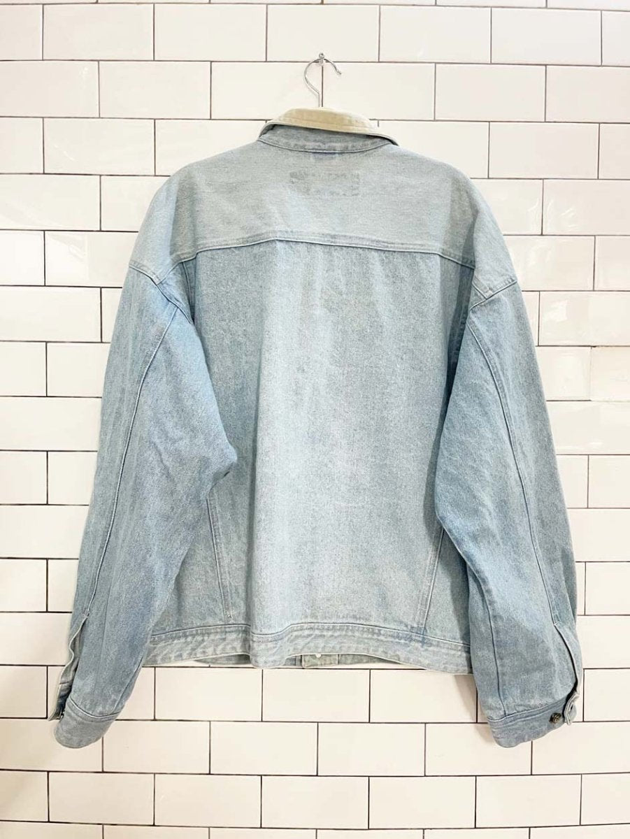 vintage 90s columbia sportswear light wash denim jacket | made in usa - good market thrift store