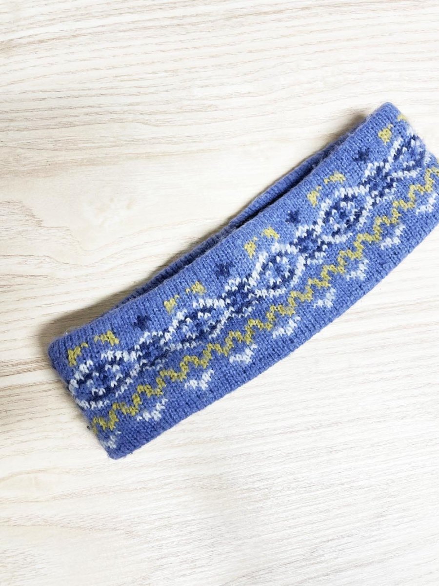 vintage 90s columbia wool - blend nordic knit headband - good market thrift store