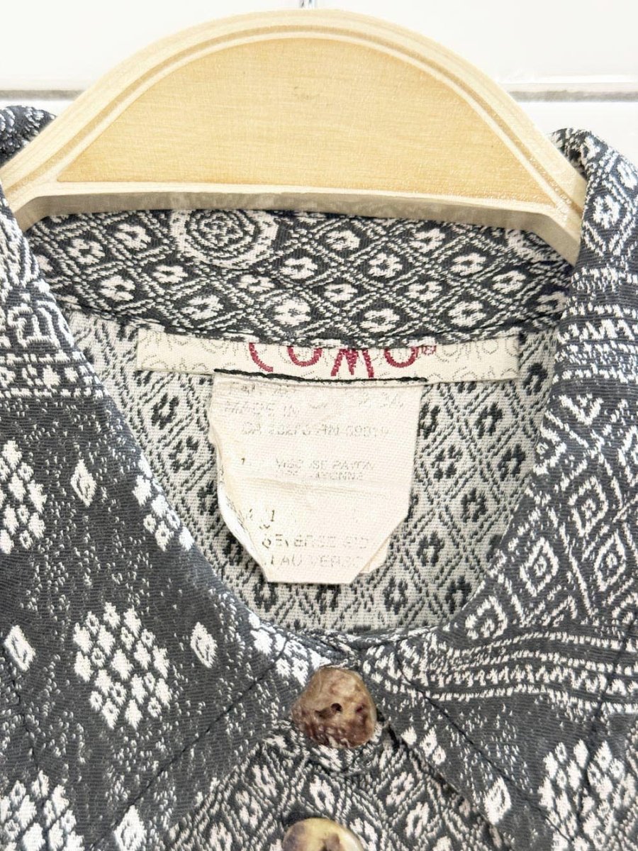 vintage 90s como woven patterned full button shirt - good market thrift store