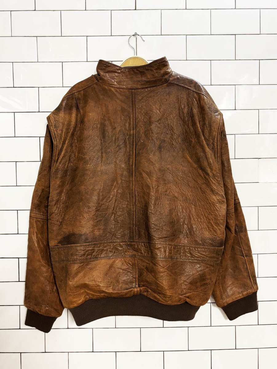 vintage 90s context blanket lined soft leather bomber jacket - good market thrift store