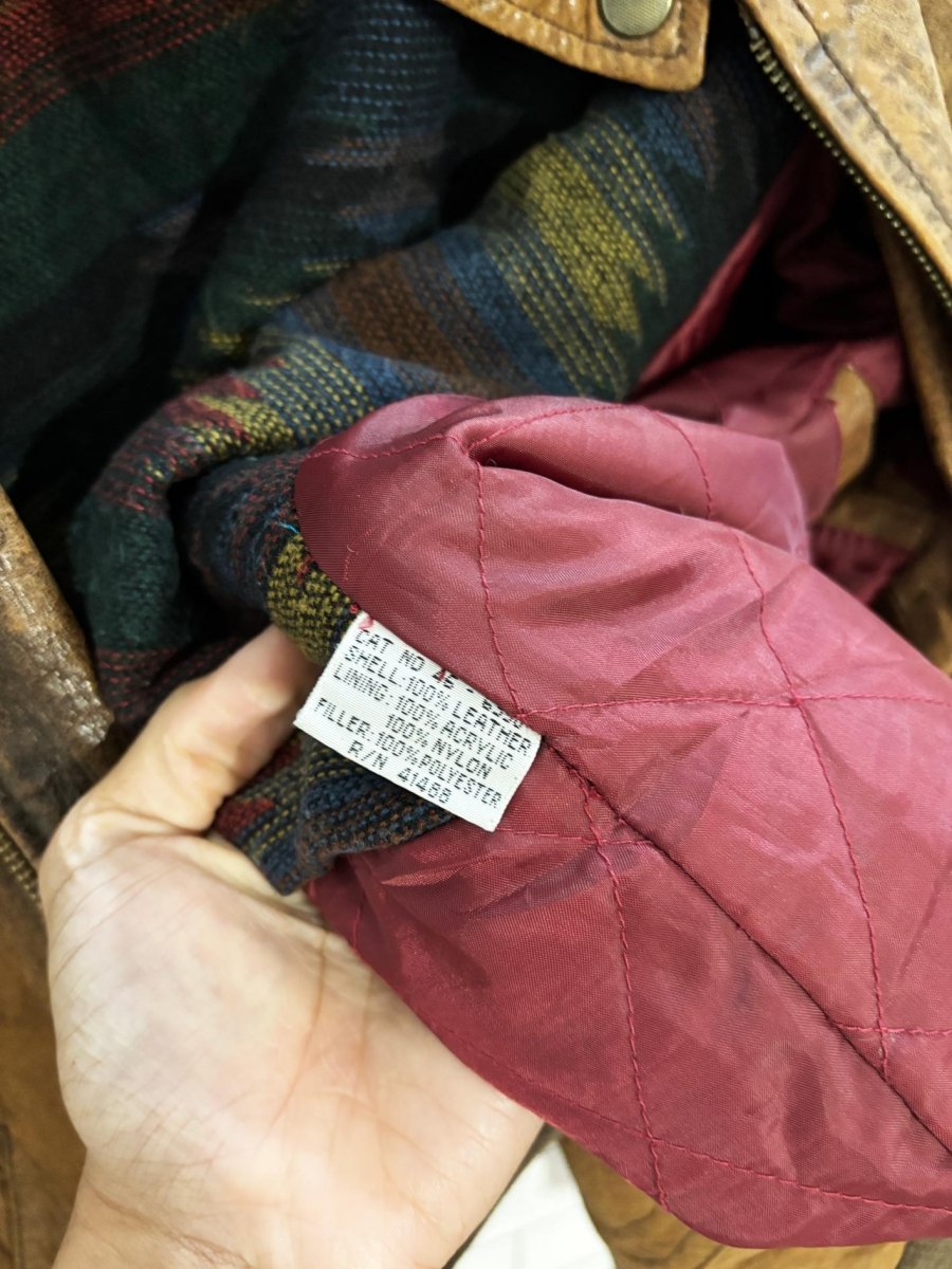 vintage 90s context blanket lined soft leather bomber jacket - good market thrift store