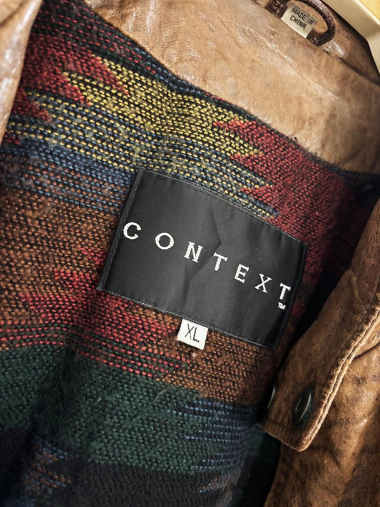 vintage 90s context blanket lined soft leather bomber jacket - good market thrift store