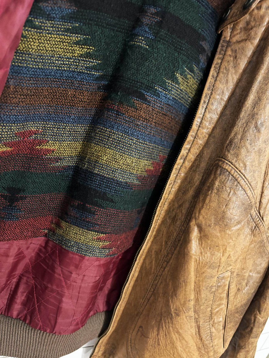 vintage 90s context blanket lined soft leather bomber jacket - good market thrift store