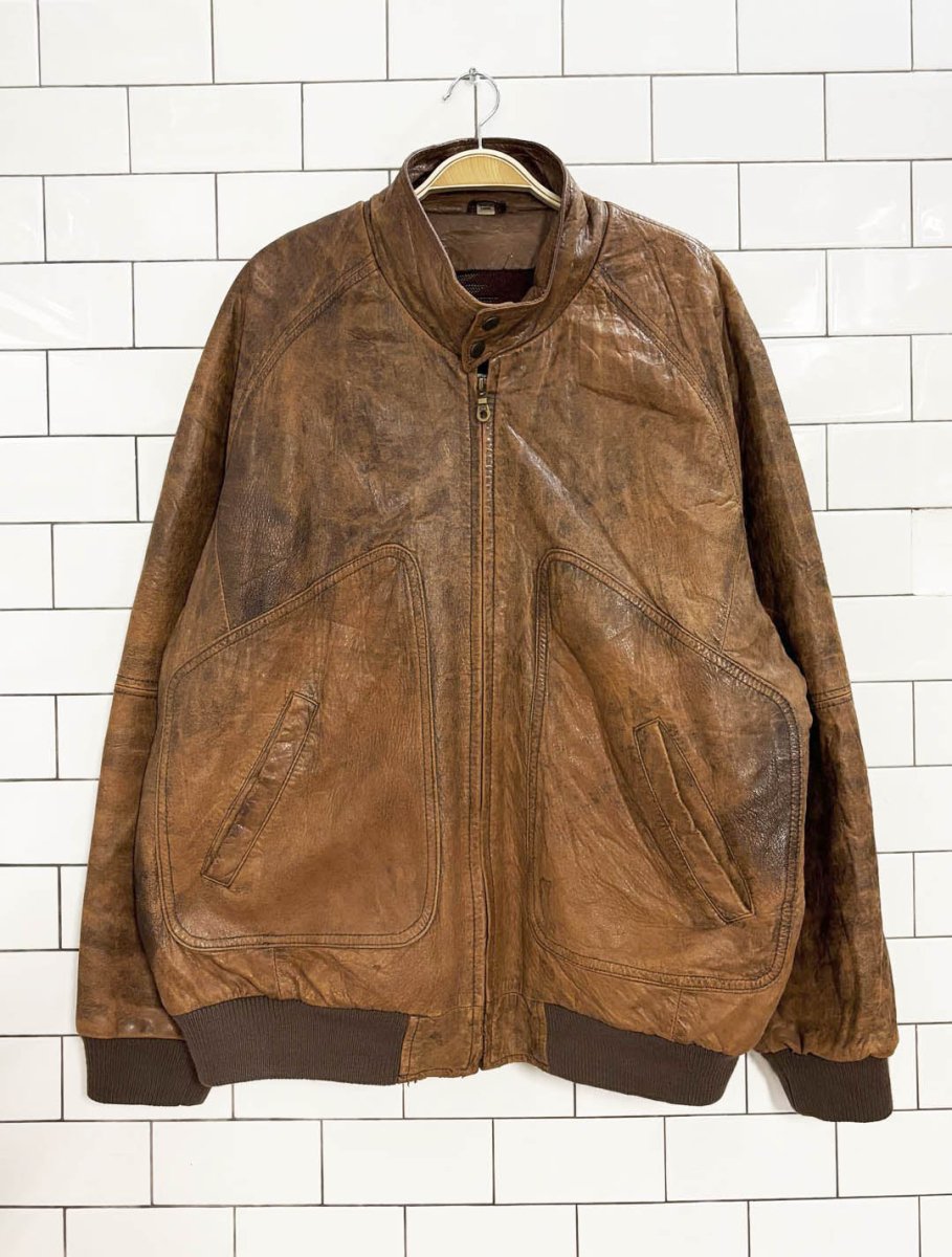 vintage 90s context blanket lined soft leather bomber jacket - good market thrift store