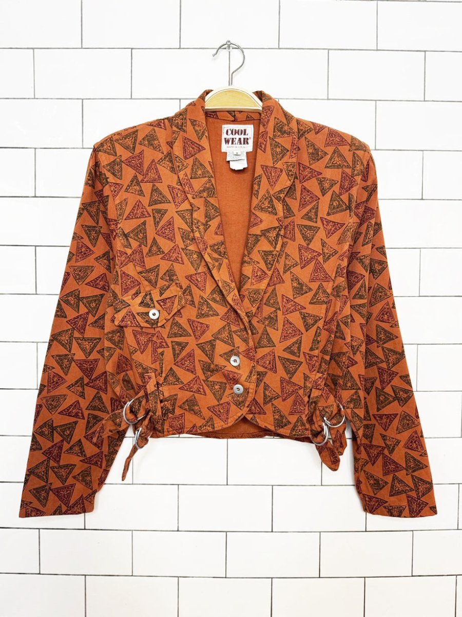 vintage 90s cool wear cropped belted side light biker jacket | made in USA - good market thrift store