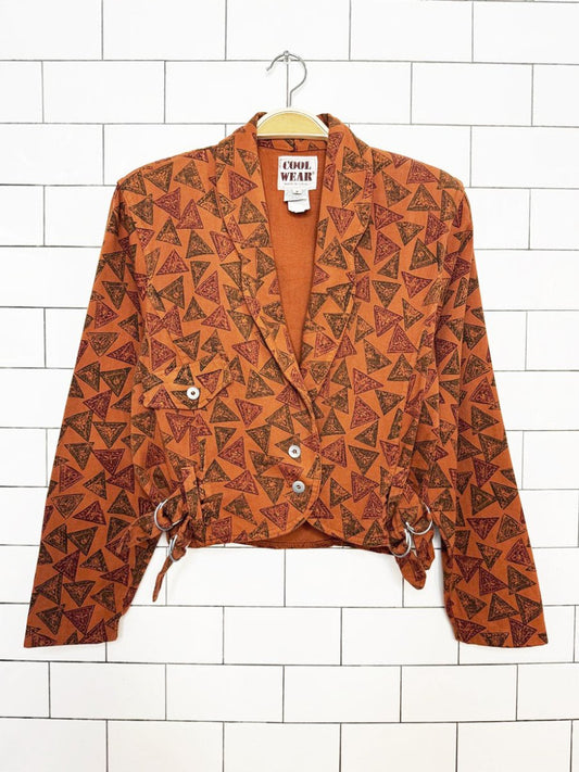 vintage 90s cool wear cropped belted side light biker jacket | made in USA - good market thrift store