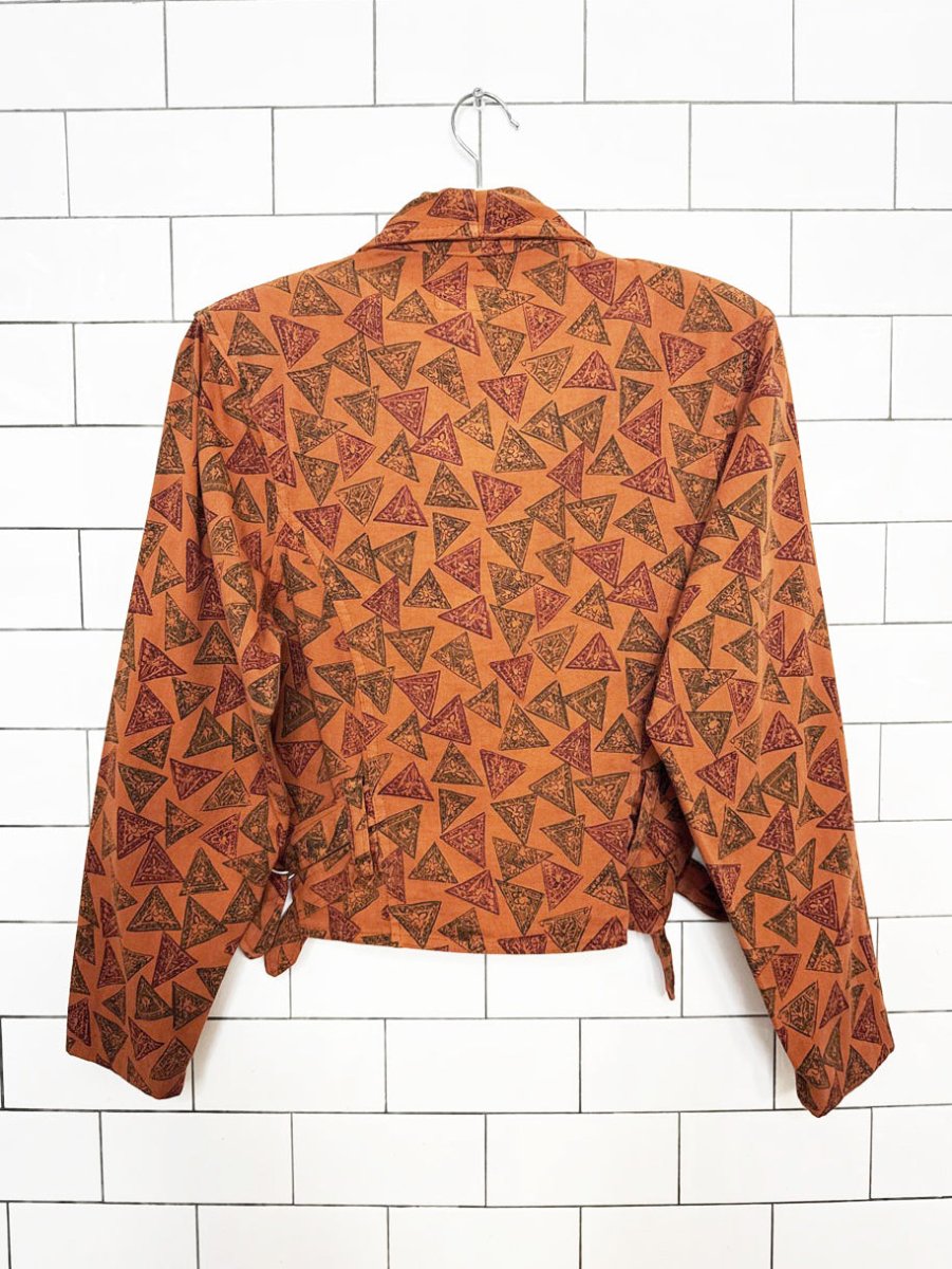vintage 90s cool wear cropped belted side light biker jacket | made in USA - good market thrift store