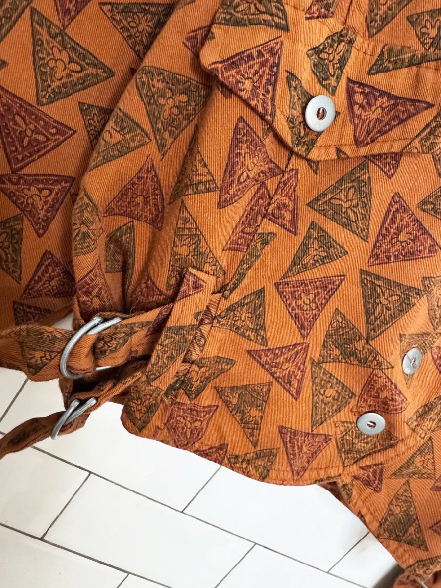 vintage 90s cool wear cropped belted side light biker jacket | made in USA - good market thrift store