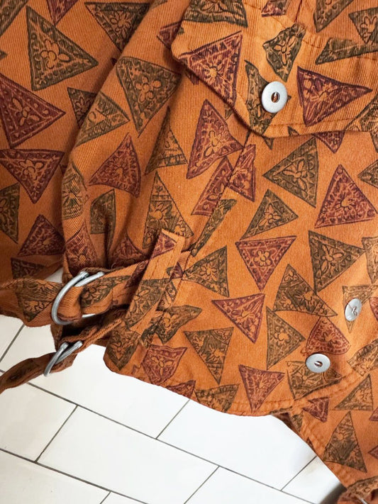 vintage 90s cool wear cropped belted side light biker jacket | made in USA - good market thrift store