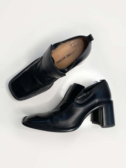 vintage 90s costume nationale square toe leather heeled shoes | made in Italy - good market thrift store