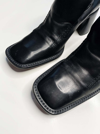 vintage 90s costume nationale square toe leather heeled shoes | made in Italy - good market thrift store