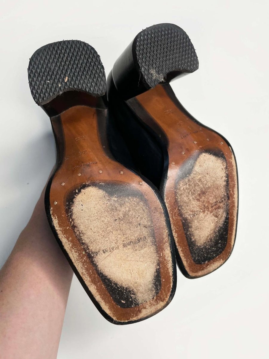 vintage 90s costume nationale square toe leather heeled shoes | made in Italy - good market thrift store
