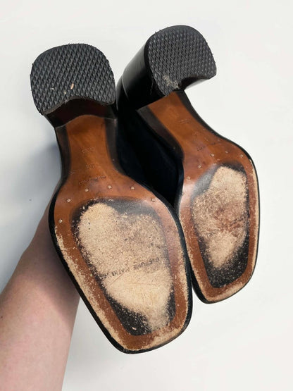vintage 90s costume nationale square toe leather heeled shoes | made in Italy - good market thrift store