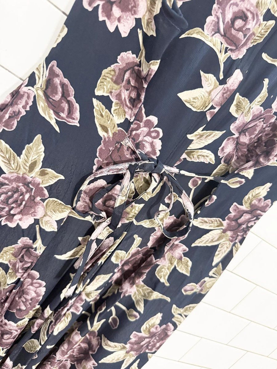 vintage 90s cotton ginny floral tie back maxi dress - good market thrift store
