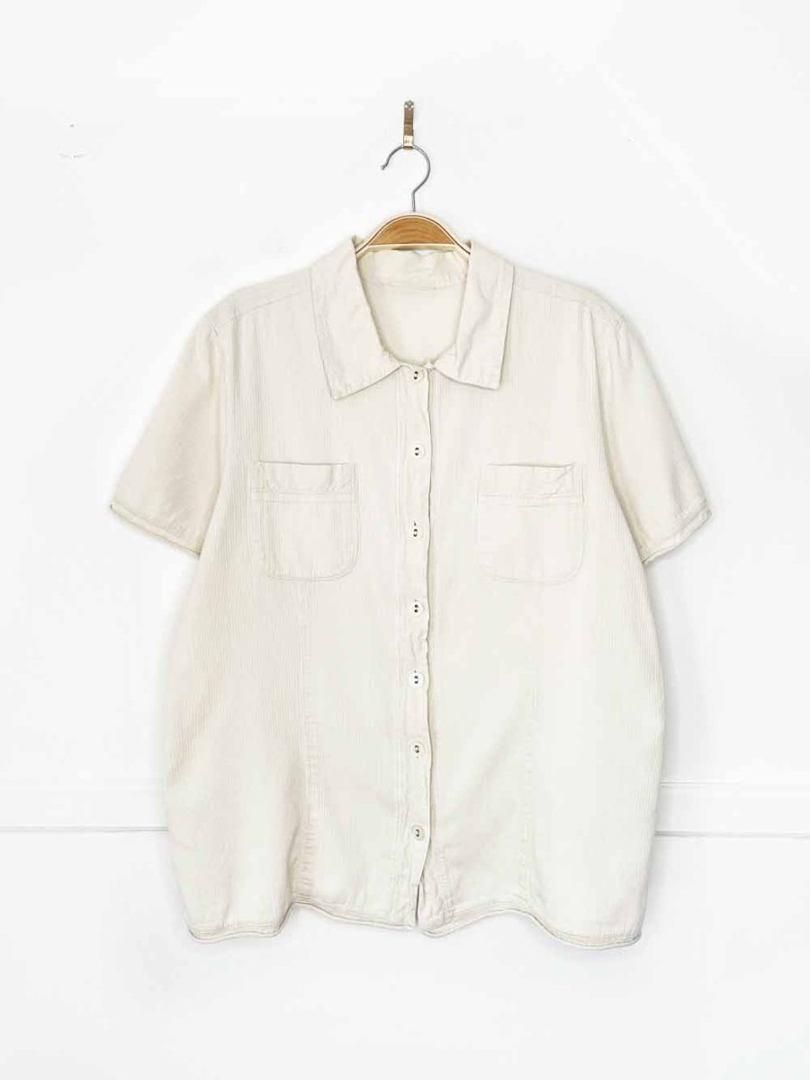 vintage 90s cotton ginny ribbed cotton full button shirt - good market thrift store