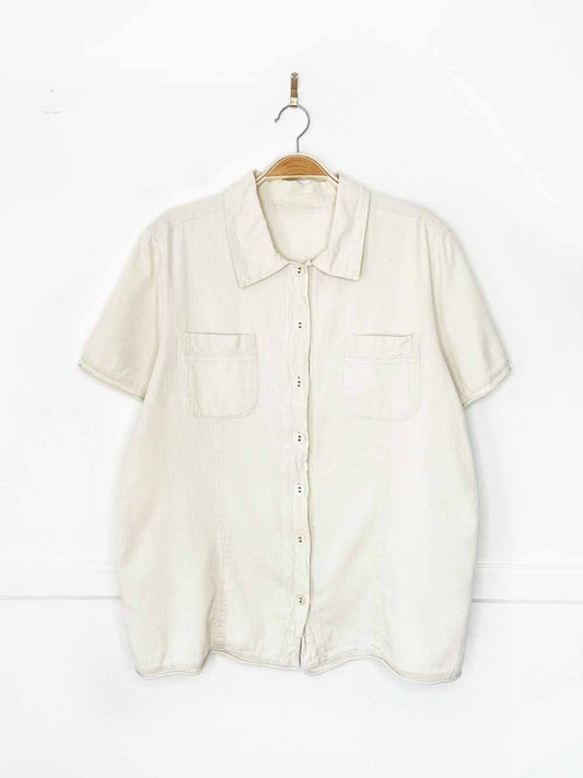 vintage 90s cotton ginny ribbed cotton full button shirt - good market thrift store