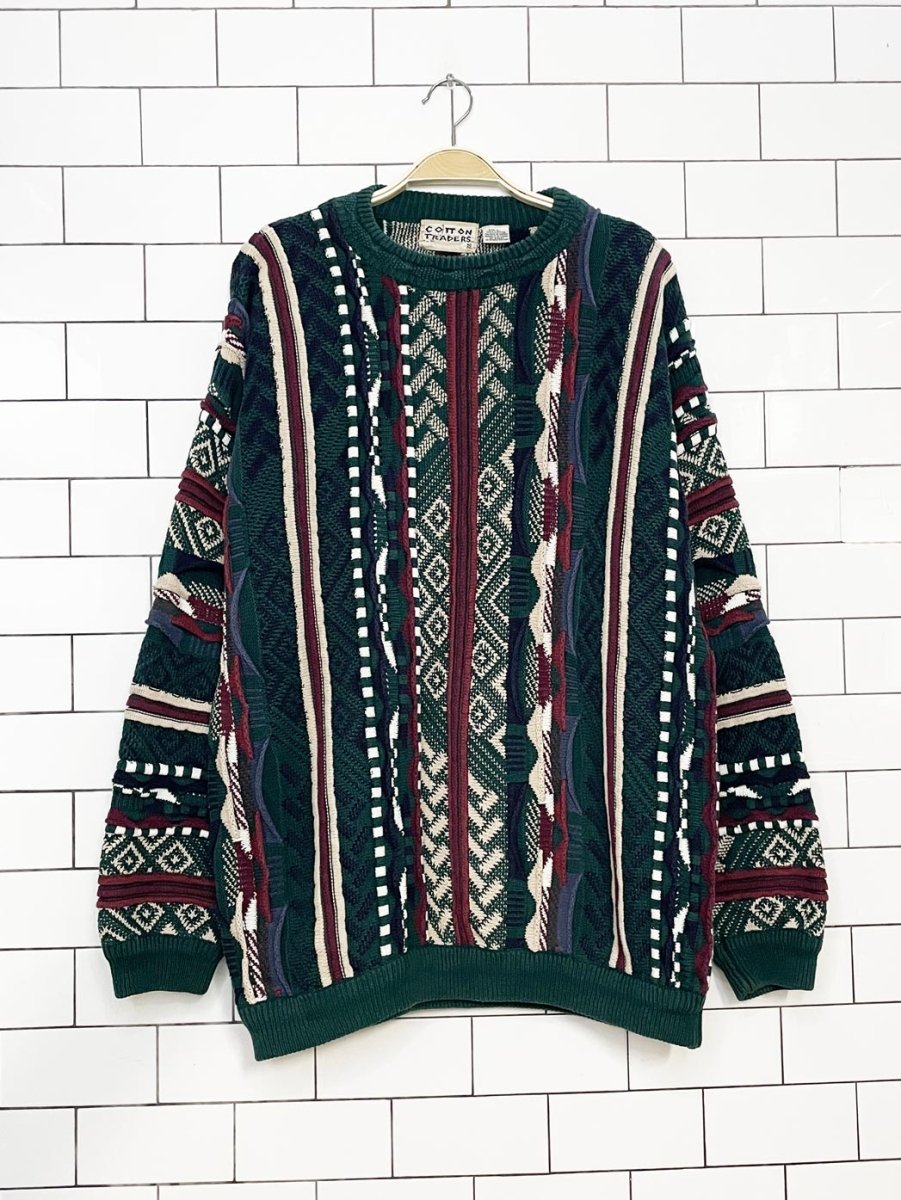 vintage 90s cotton traders 3D knit sweater - good market thrift store