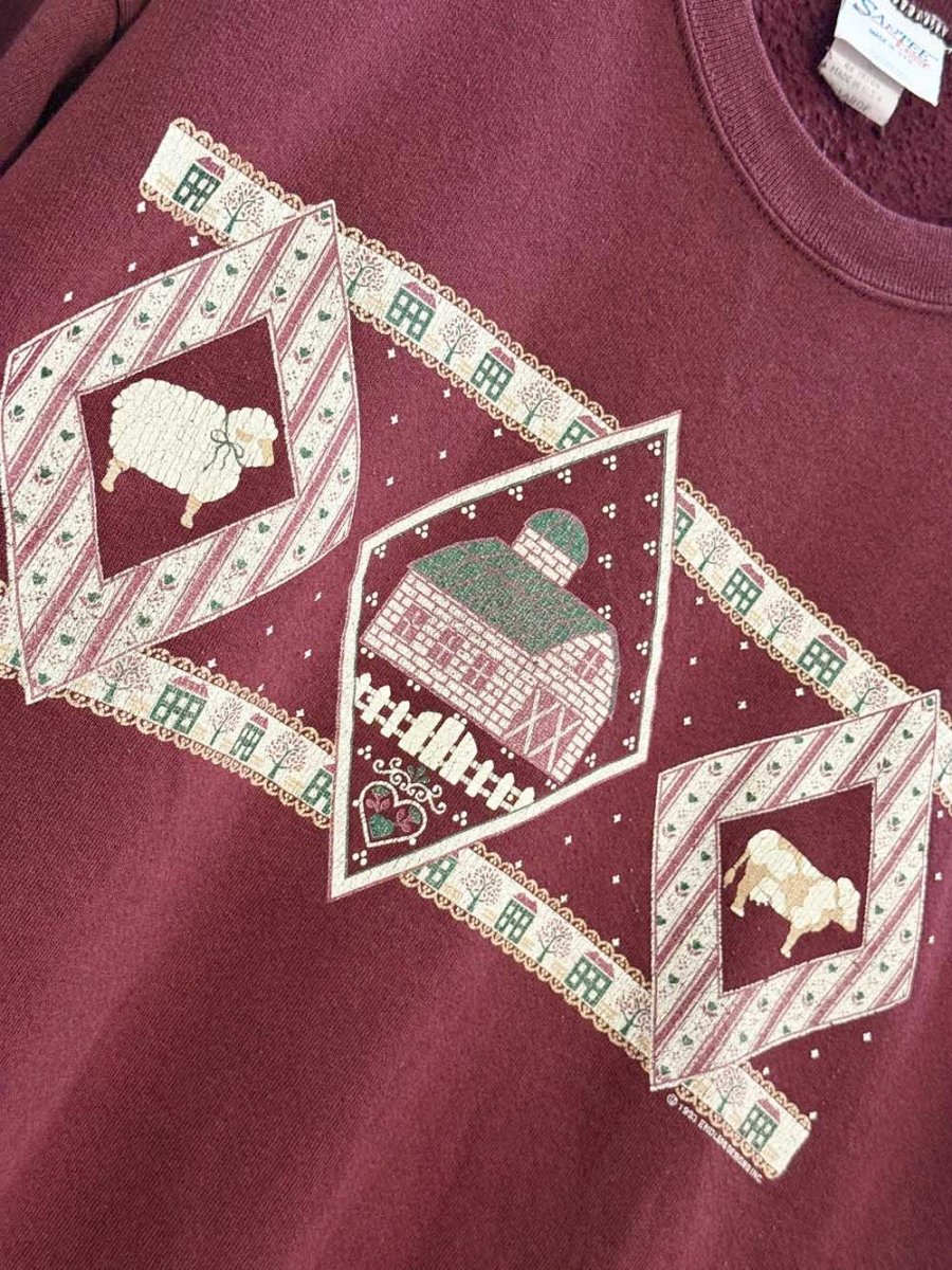 vintage 90s country farm graphic sweatshirt | made in USA | santee by pluma - good market thrift store