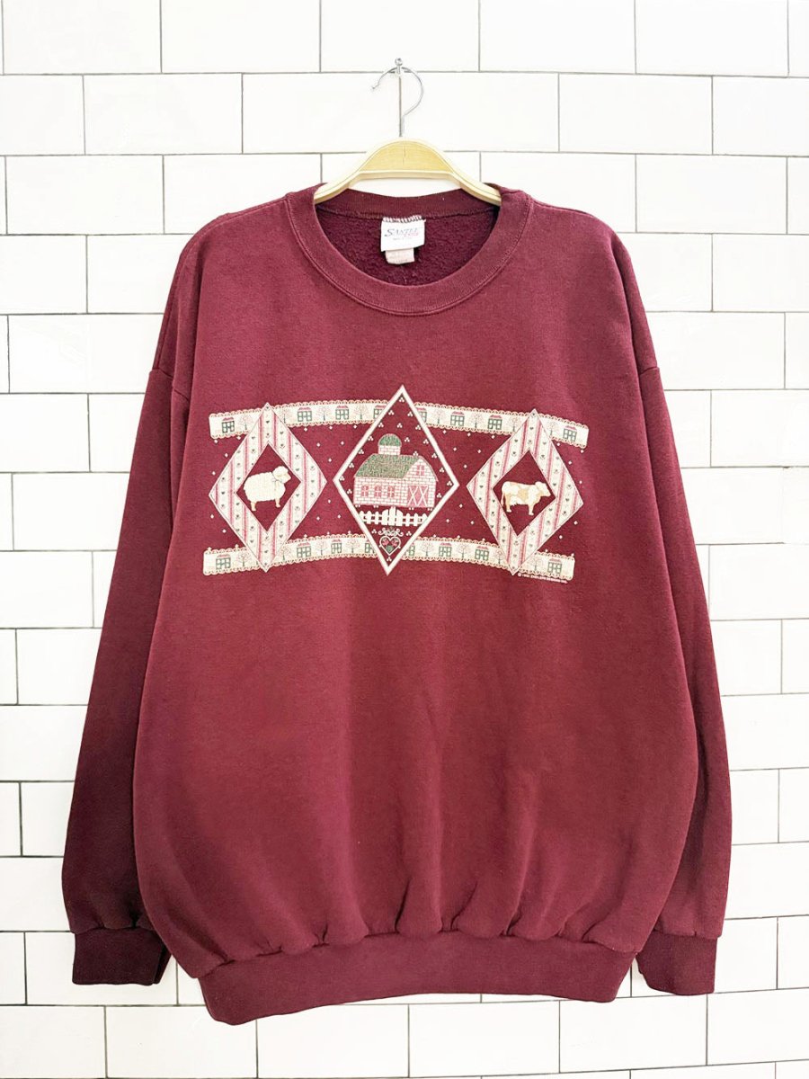 vintage 90s country farm graphic sweatshirt | made in USA | santee by pluma - good market thrift store