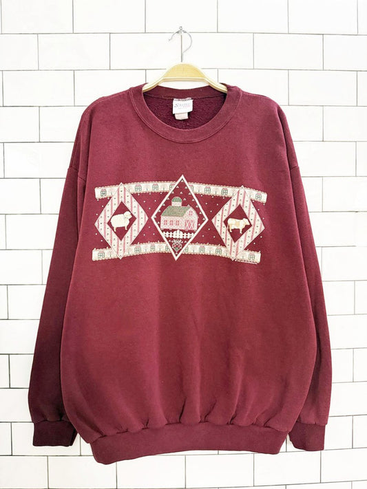 vintage 90s country farm graphic sweatshirt | made in USA | santee by pluma - good market thrift store