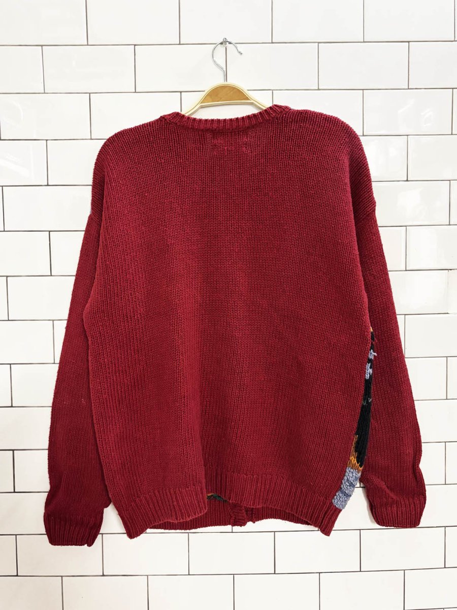 vintage 90s countryside classics hand - knit dogs cardigan - good market thrift store