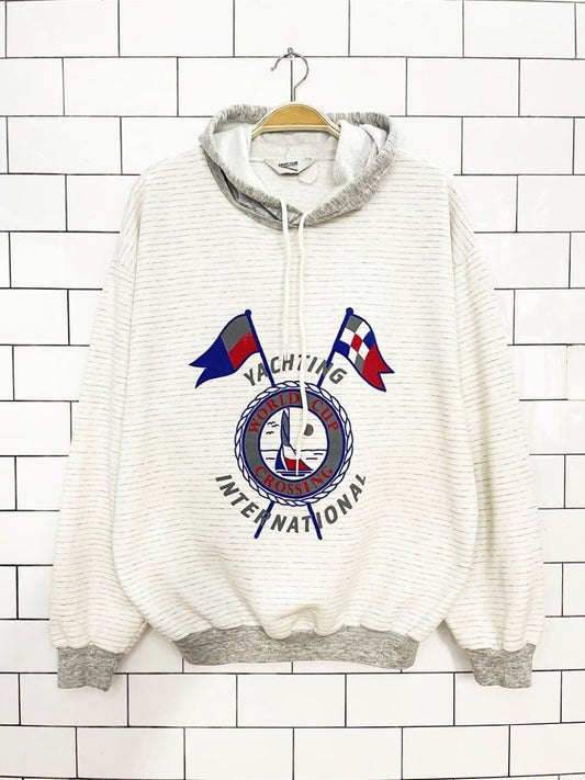 vintage 90s court club yacht club striped colour block hoodie - good market thrift store