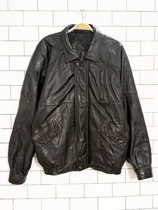vintage 90s cricketeer two - tone leather bomber jacket - good market thrift store