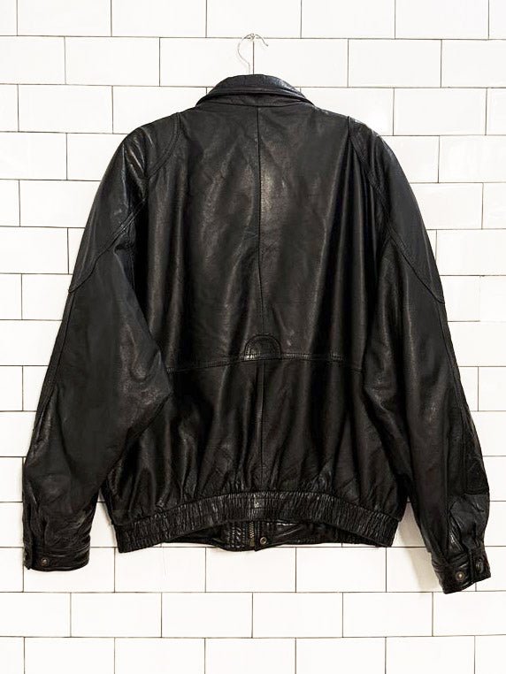 vintage 90s cricketeer two - tone leather bomber jacket - good market thrift store