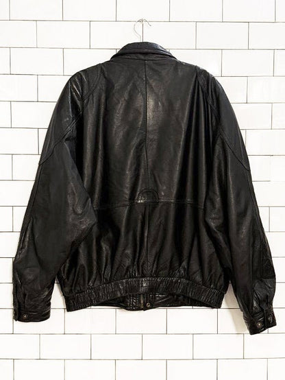 vintage 90s cricketeer two - tone leather bomber jacket - good market thrift store