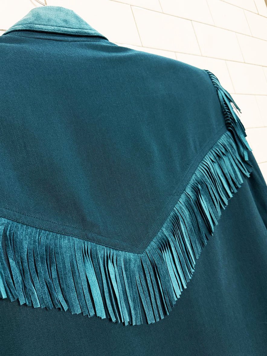 vintage 90s criscione suede fringe power shoulder western jacket | made in USA - good market thrift store