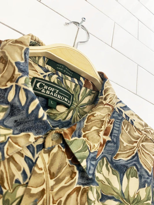 vintage 90s croft & barlow floral full button resort shirt - good market thrift store