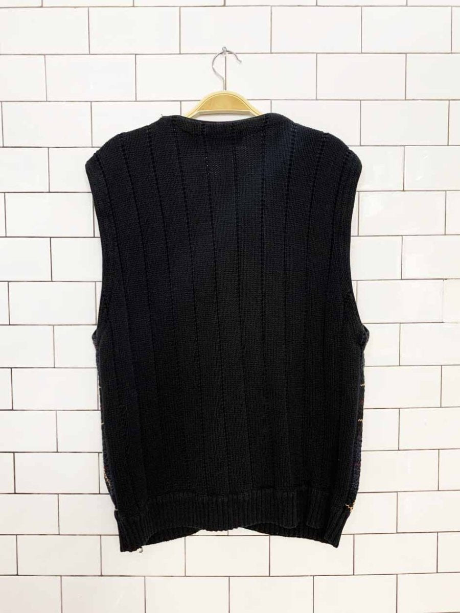 vintage 90s croft & barrow plaid knit sweater vest - good market thrift store