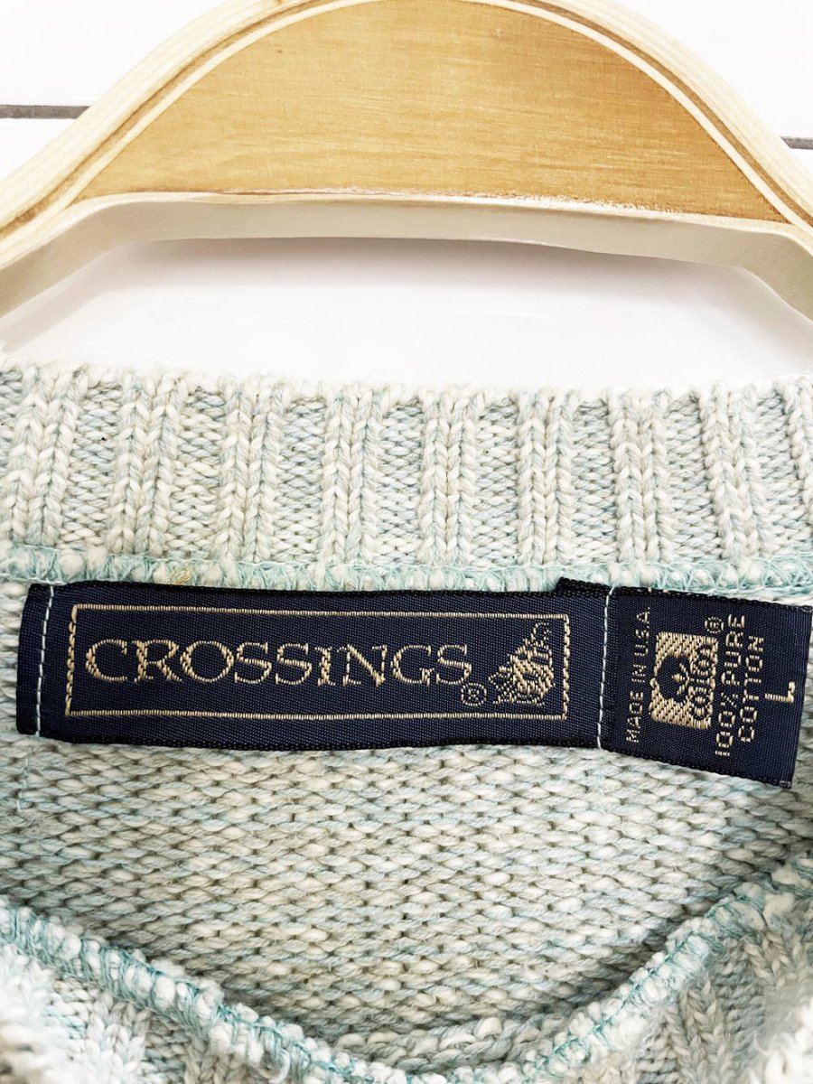 vintage 90s crossings knit beach shell sweater | made in usa - good market thrift store