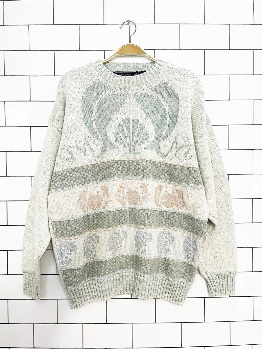 vintage 90s crossings knit beach shell sweater | made in usa - good market thrift store