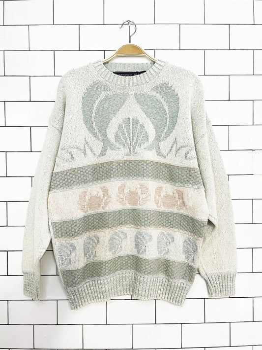 vintage 90s crossings knit beach shell sweater | made in usa - good market thrift store