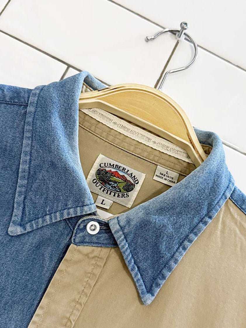 vintage 90s cumberland outfitters two - tone western denim shirt - good market thrift store