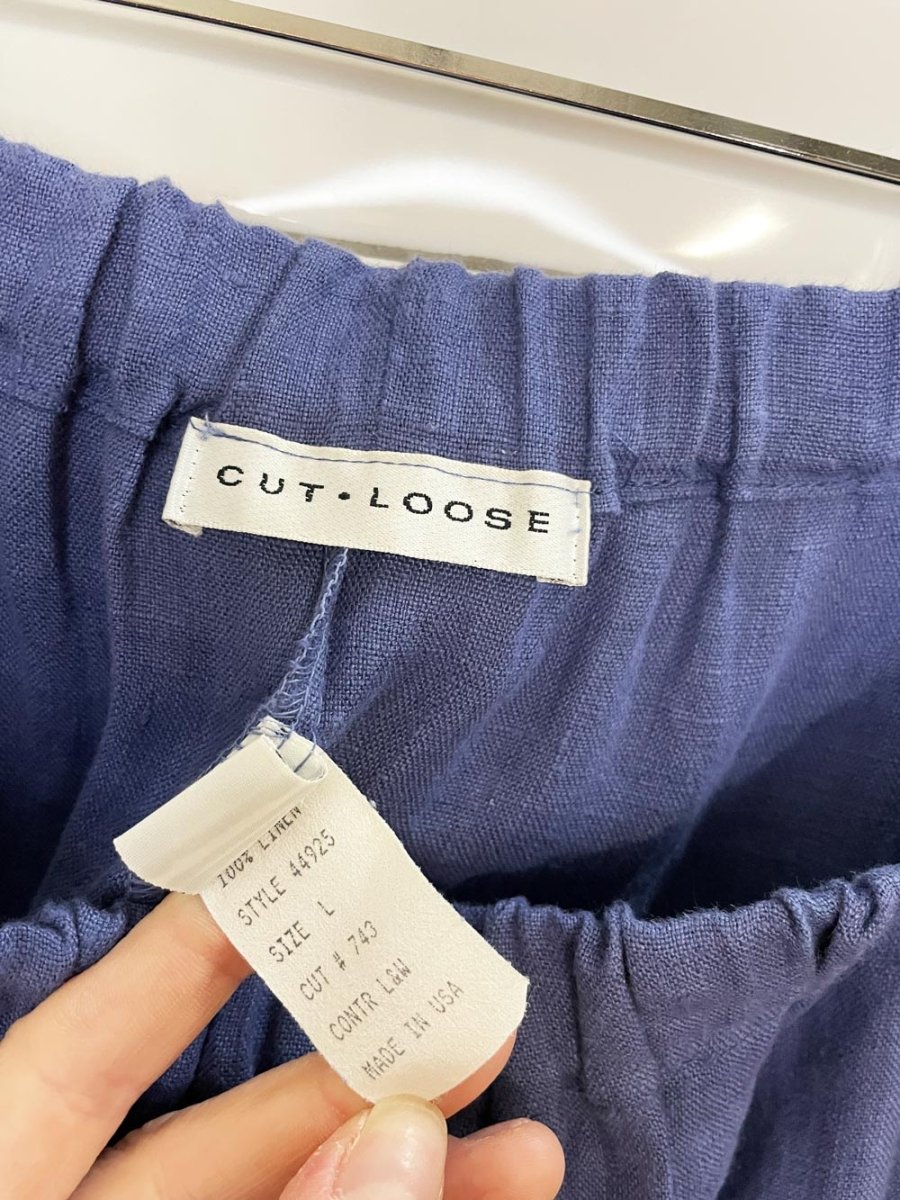 vintage 90s cut loose 100% linen midi skirt | made in USA - good market thrift store