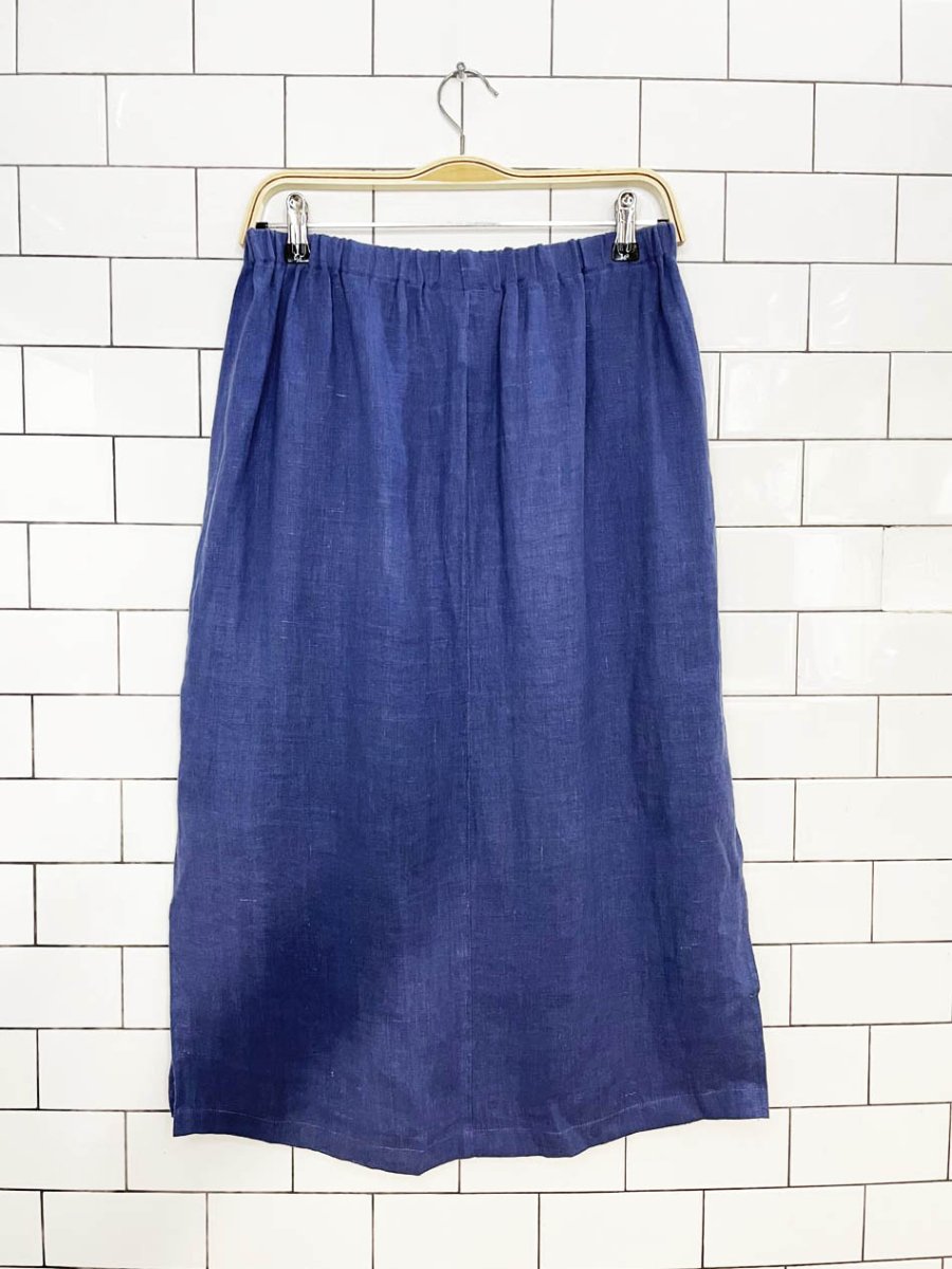 vintage 90s cut loose 100% linen midi skirt | made in USA - good market thrift store