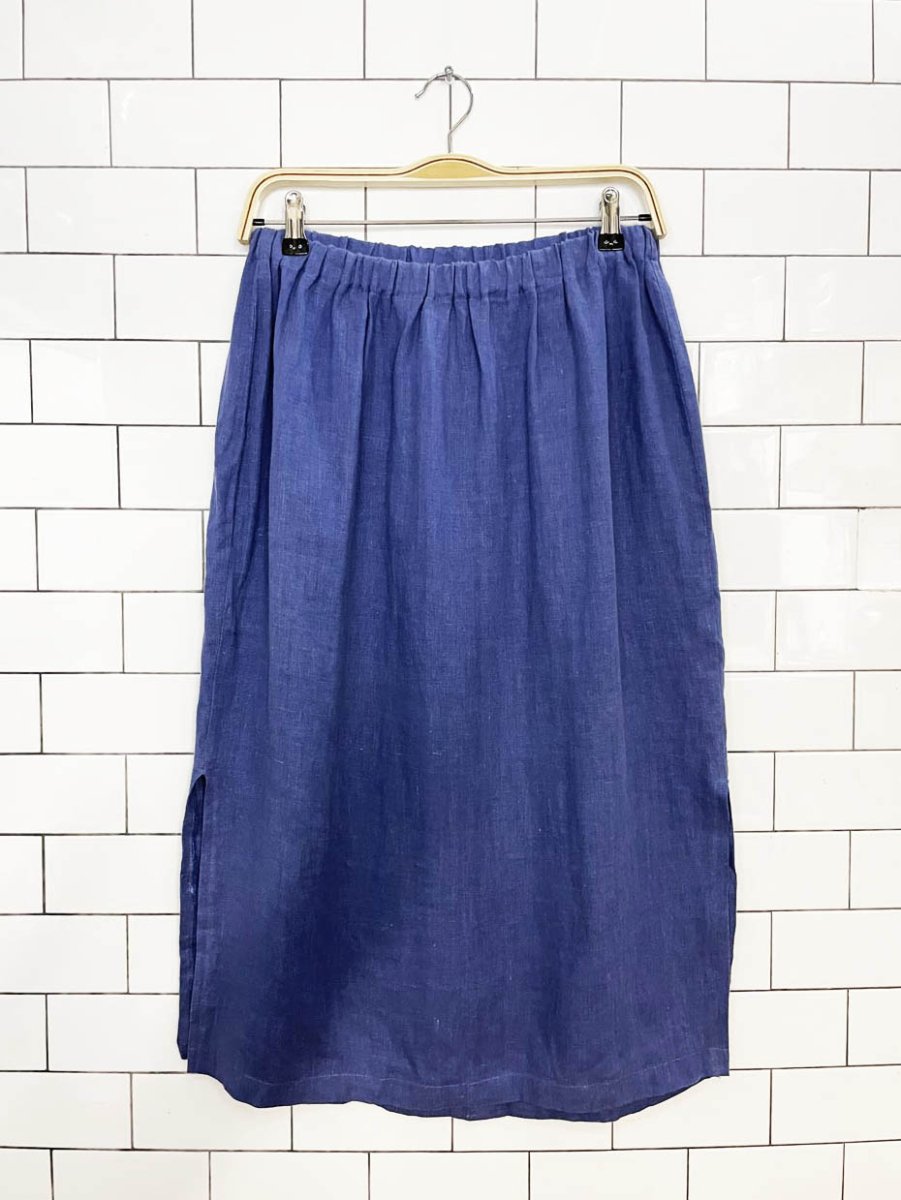 vintage 90s cut loose 100% linen midi skirt | made in USA - good market thrift store