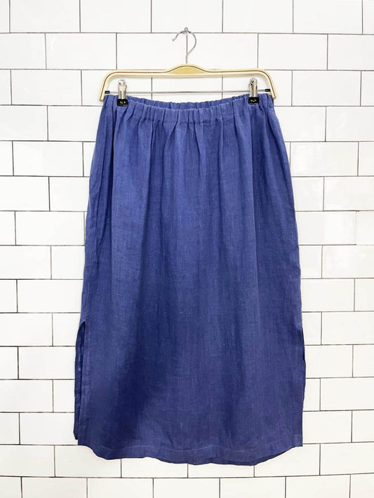 vintage 90s cut loose 100% linen midi skirt | made in USA - good market thrift store