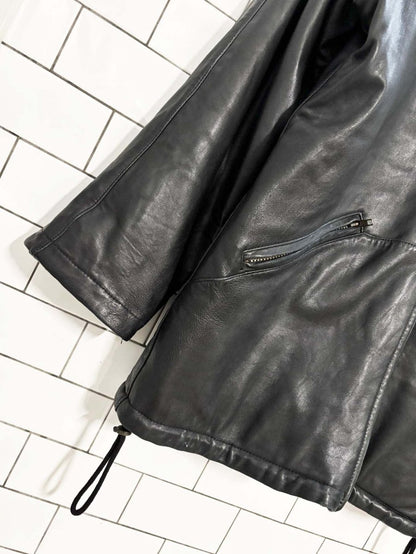 vintage 90s danier butter leather full zip hooded jacket | wool - blend lined - good market thrift store