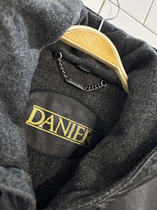 vintage 90s danier butter leather full zip hooded jacket | wool - blend lined - good market thrift store