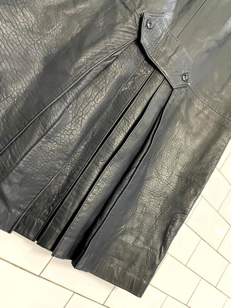 vintage 90s danier butter leather pleated back midi skirt | lambskin - good market thrift store